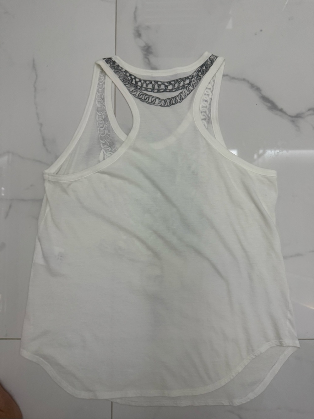 Alexander McQueen White Tank Top with Silver Skull Chain Graphic - Picture 9 of 9